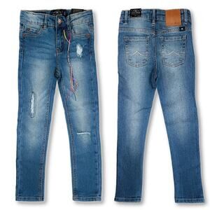 New! Lucky Brand Girl's Zoe Ada Skinny Ripped Stretch Denim Distressed Jeans